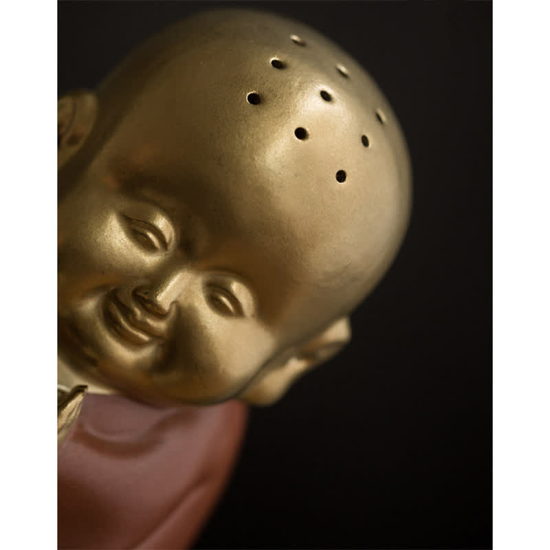 Handcrafted Ceramic Laughing Buddha Healing Incense Burner for Meditation
