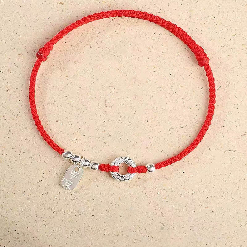 925 Sterling Silver Auspicious Clouds Peace Buckle Safe And Sound Bracelet Anklet