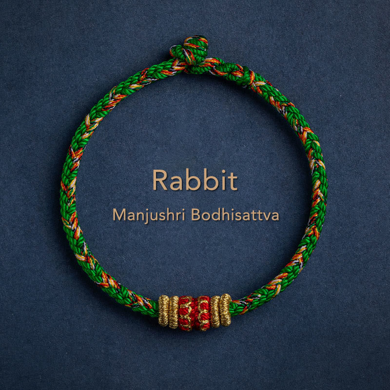 Tibet Handmade Chinese Zodiac Natal Buddha Luck Strength Braided String Bracelet