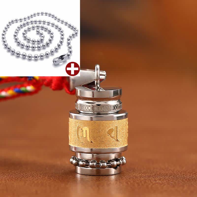 Tibet Om Mani Padme Hum Shurangama Mantra Titanium Steel Wisdom Amulet Necklace Pendant