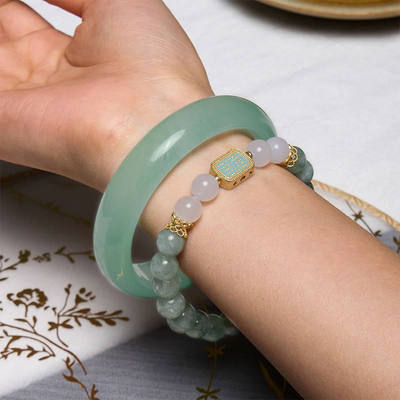 Promote New Beginnings Mint Green Jade Bracelet Bangle Bundle