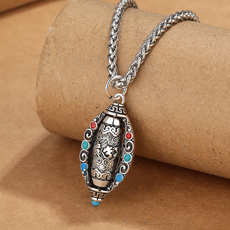 Tibetan Om Mani Padme Hum Purity Rotatable Necklace Pendant