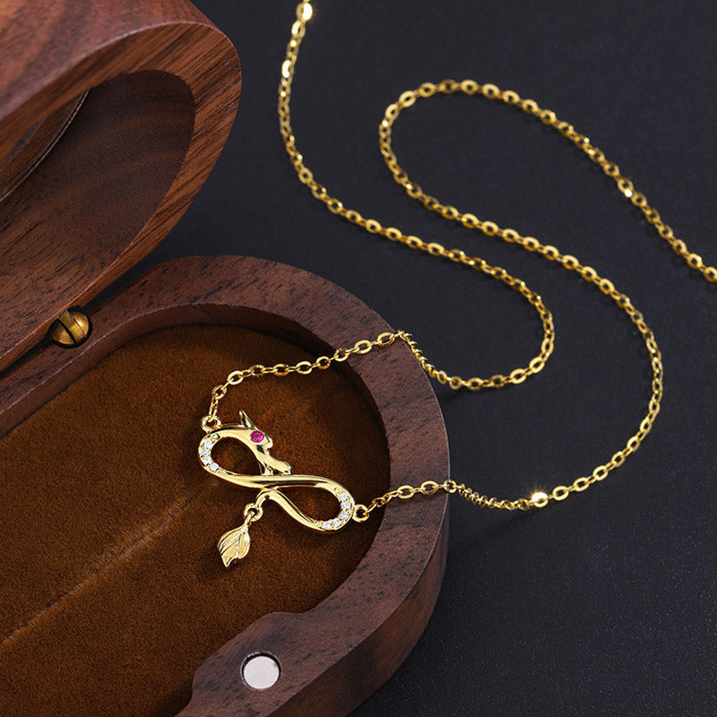 999 Sterling Silver Year Of The Dragon Endless Knot Tail Charm Protection Necklace Pendant