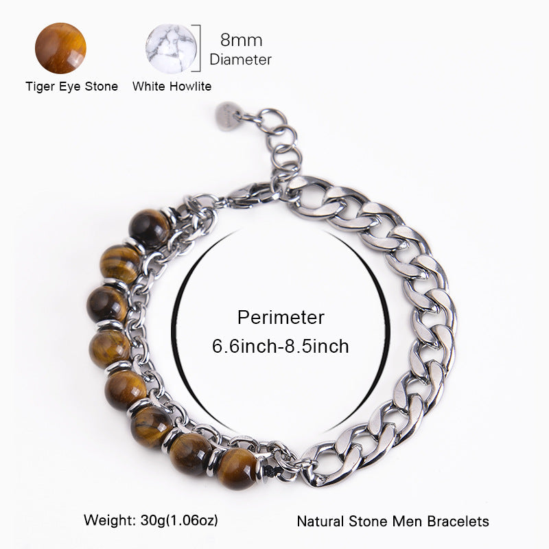 Tiger Eye Picasso Jasper Frosted Stone Strength Bracelet