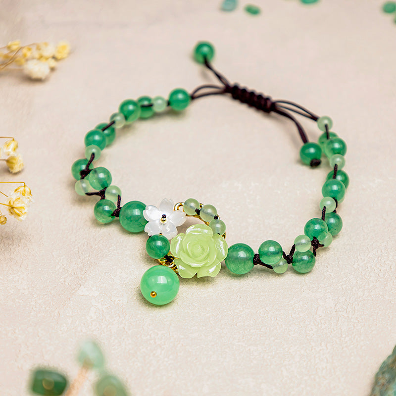 Adjustable Jade Braided Weave Anklet for Mindful Alignment