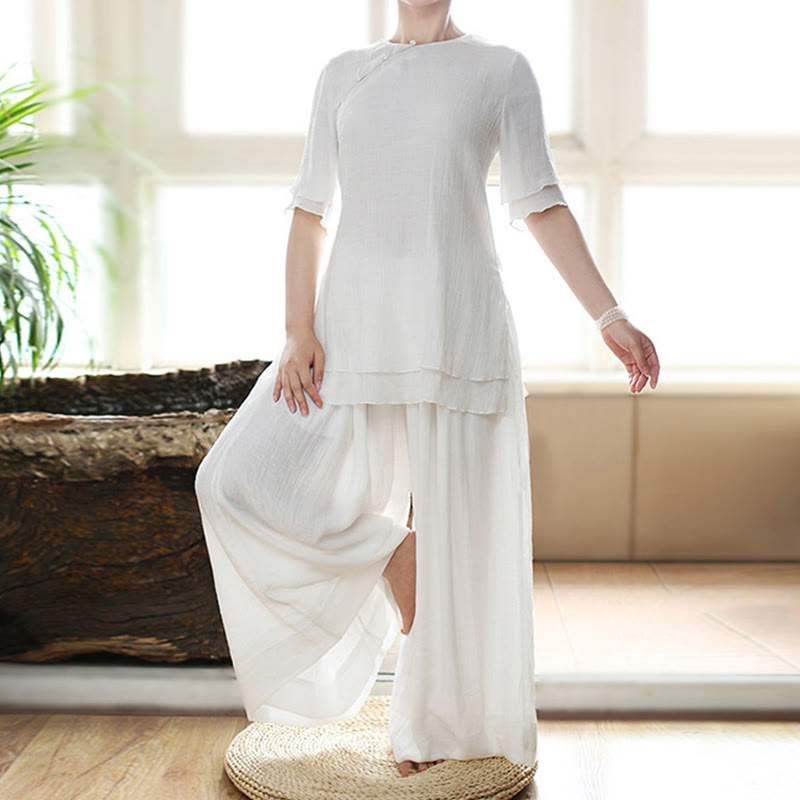 Vintage Yoga Zen Prayer Spiritual Meditation Practice Plain Color Clothing Women's Set