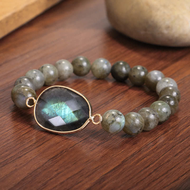 Natural Labradorite Moonstone Support Healing Beaded Bracelet