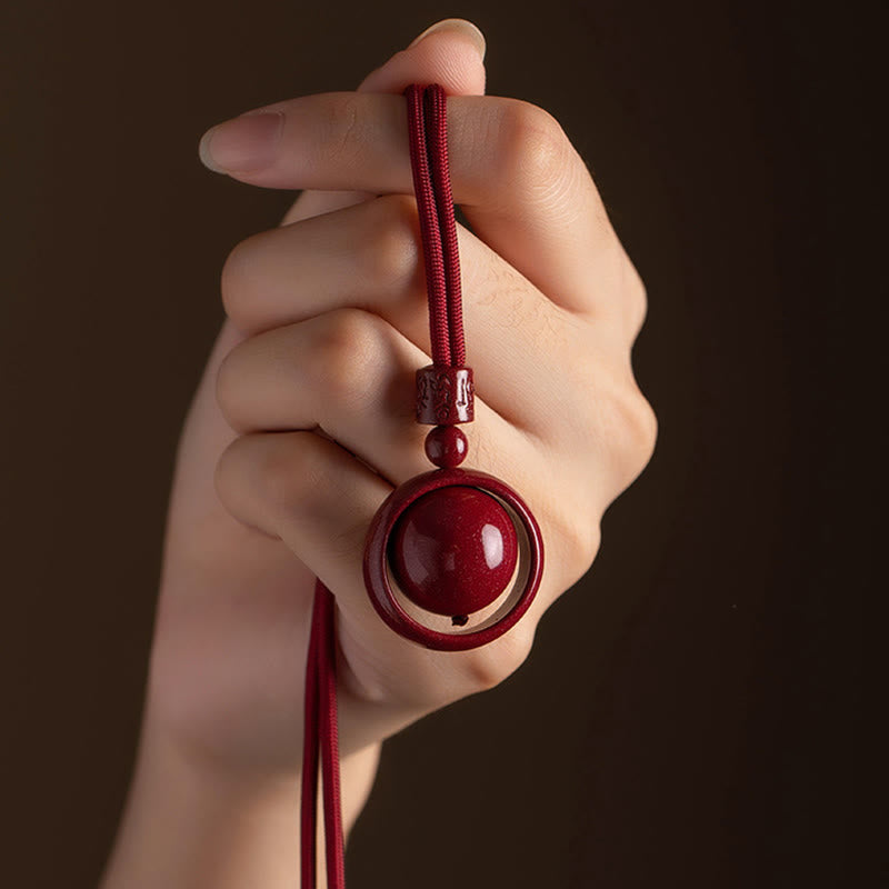 Cinnabar Om Mani Padme Hum PiXiu Blessing Lucky Bead Necklace Pendant