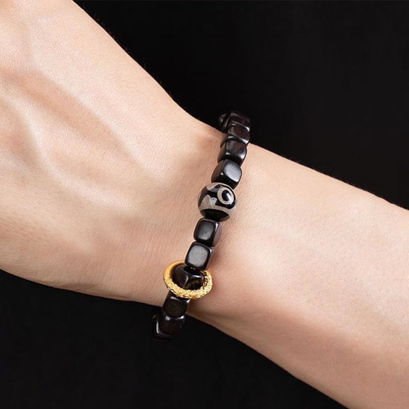 Tibetan Ebony Wood Dzi Bead Balance Calm Bracelet