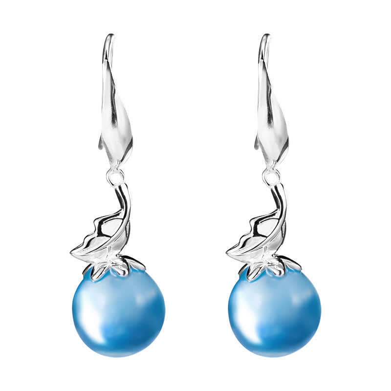 925 Sterling Silver Natural Aquamarine Leaf Flower Peace Earrings Necklace