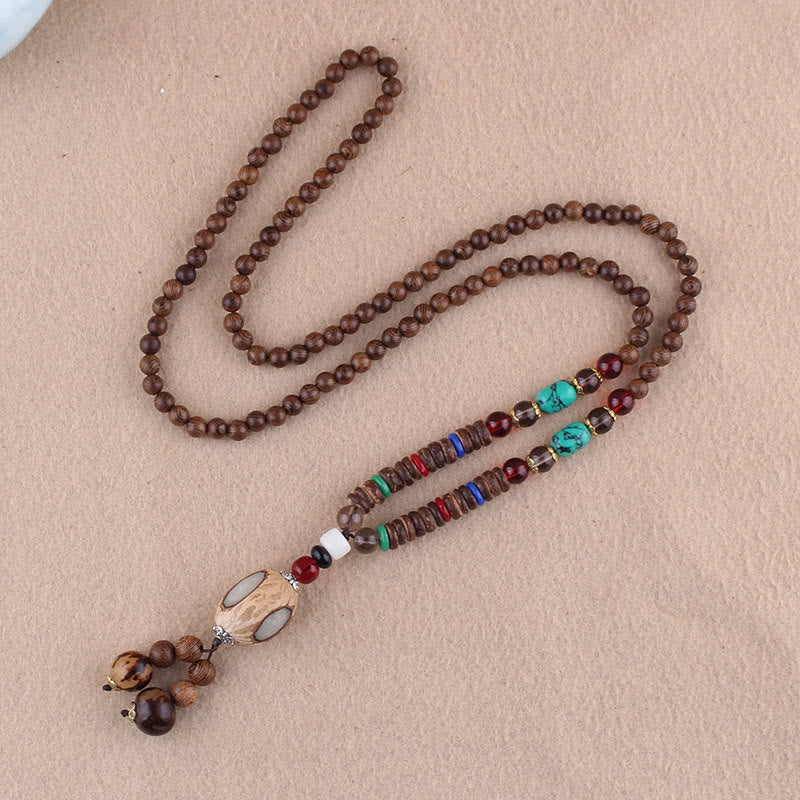 Tibetan Wenge Wood Bodhi Seed Agate Elephant Protection Necklace Pendant (Extra 40% Off | USE CODE: FS40)