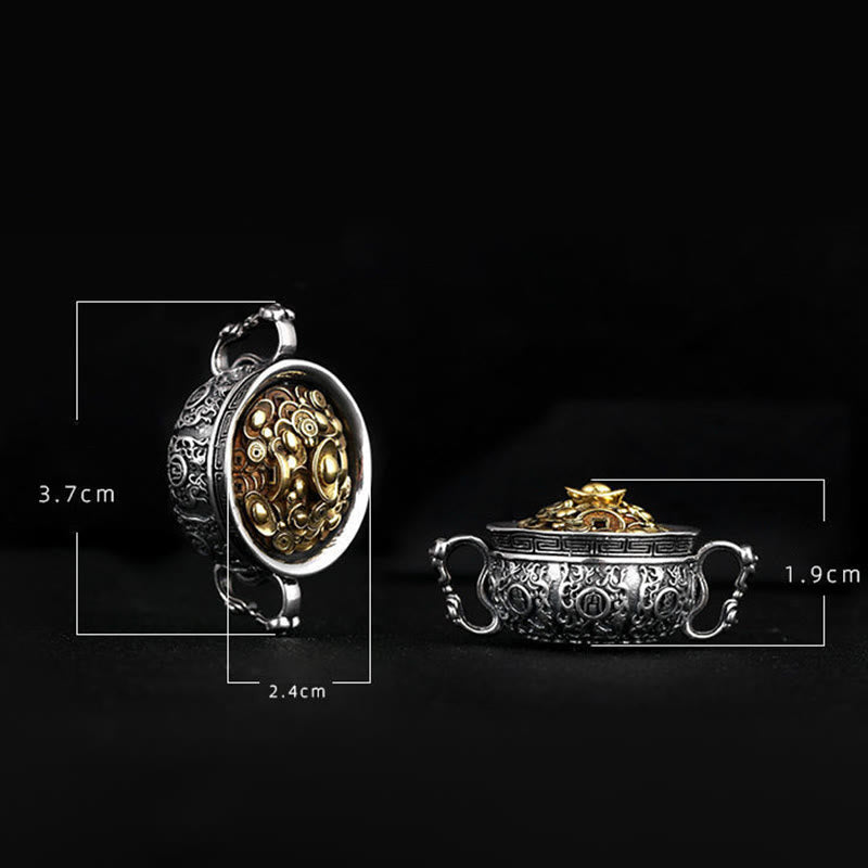 Treasure Bowl Copper Coin Ingots Wealth Necklace Pendant