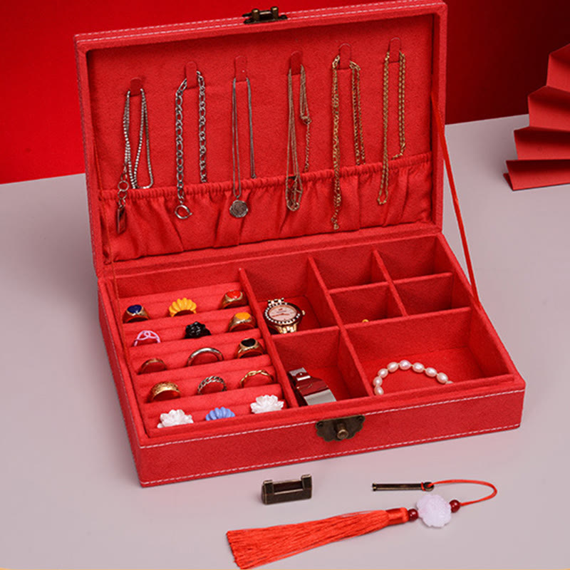 Minimalist Single Layer Flannel Jewelry Organizer with Secure Lock