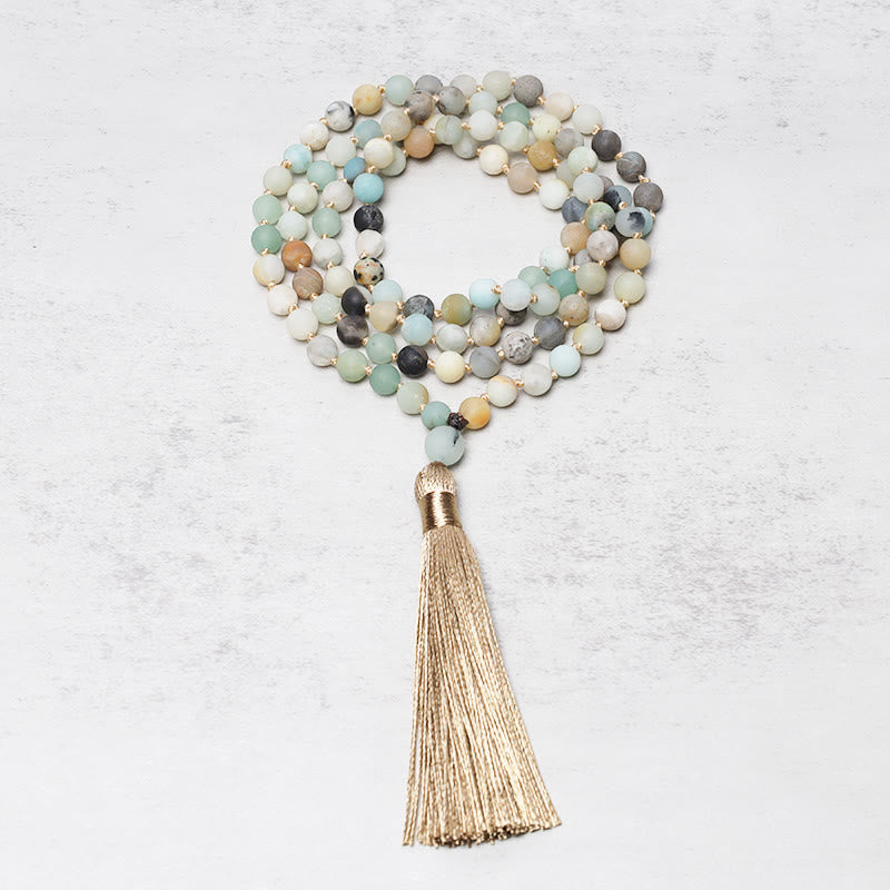 108 Amazonite Beads Tassel Mala Bracelet