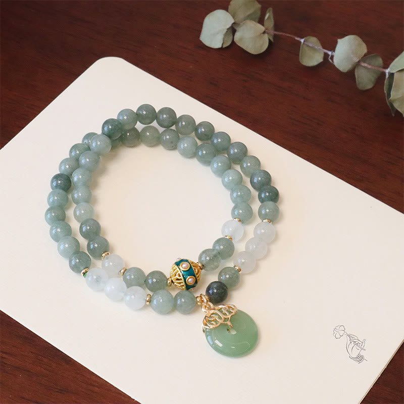 Single Double Layer Jade Peace Buckle Luck Bracelet