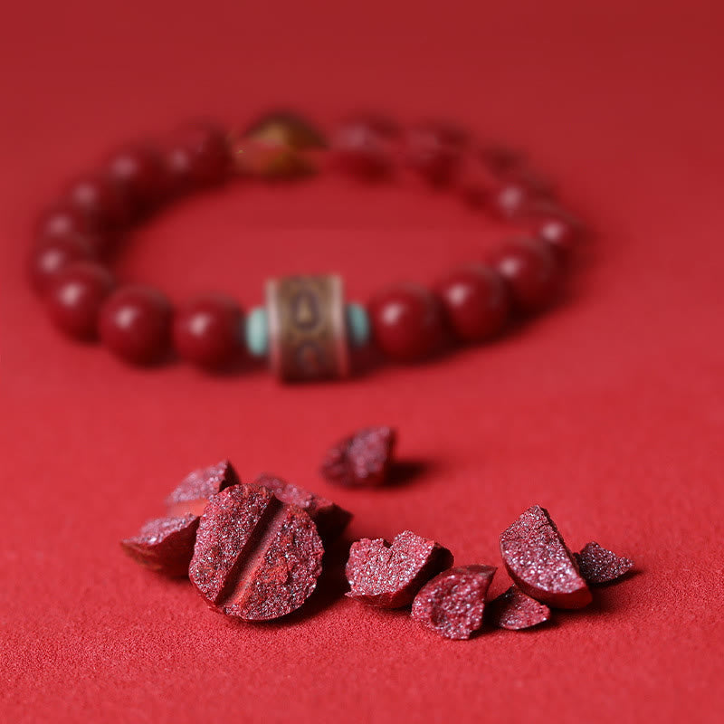 925 Sterling Silver Chinese Zodiac Natal Buddha Cinnabar Om Mani Padme Hum Calm Bracelet
