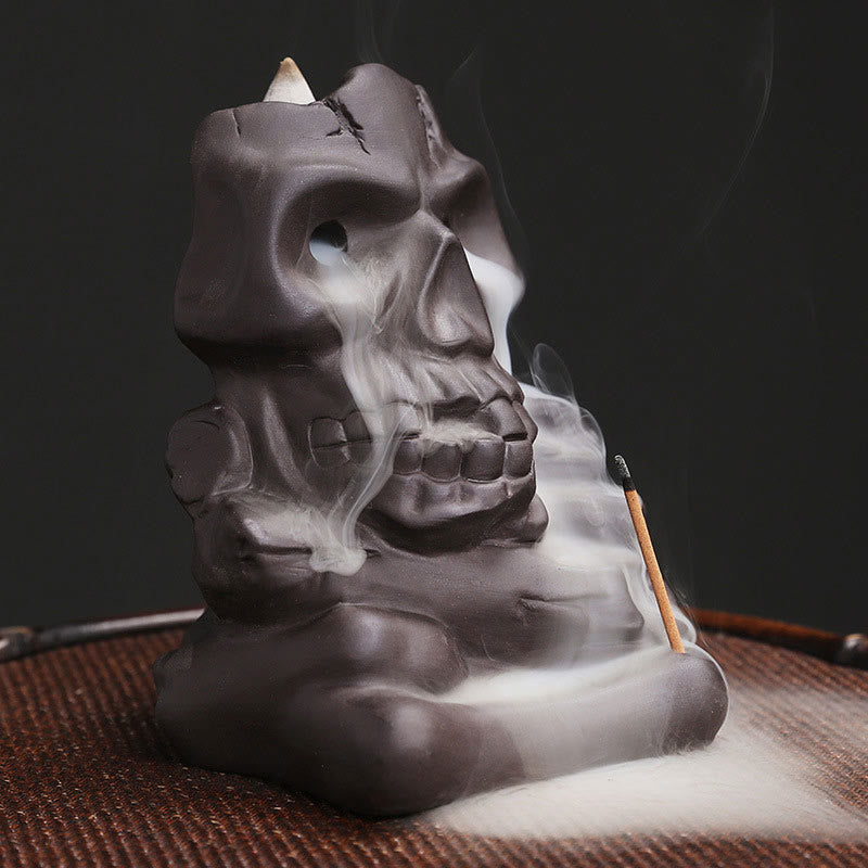 Artisan Purple Clay Kapala Skull Meditative Incense Burner