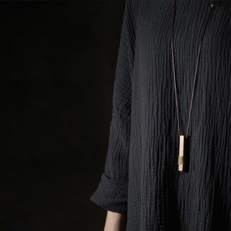 Vintage Textured Design Brass Copper Wealth Necklace Pendant