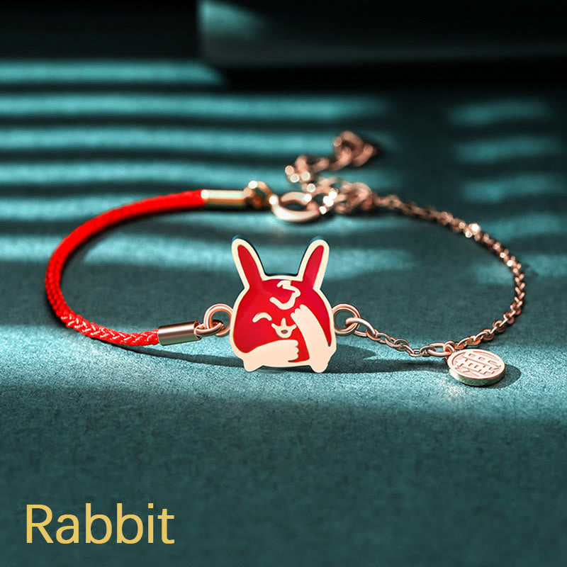 925 Sterling Silver Color-changing Chinese Zodiac Luck Protection Red String Chain Bracelet
