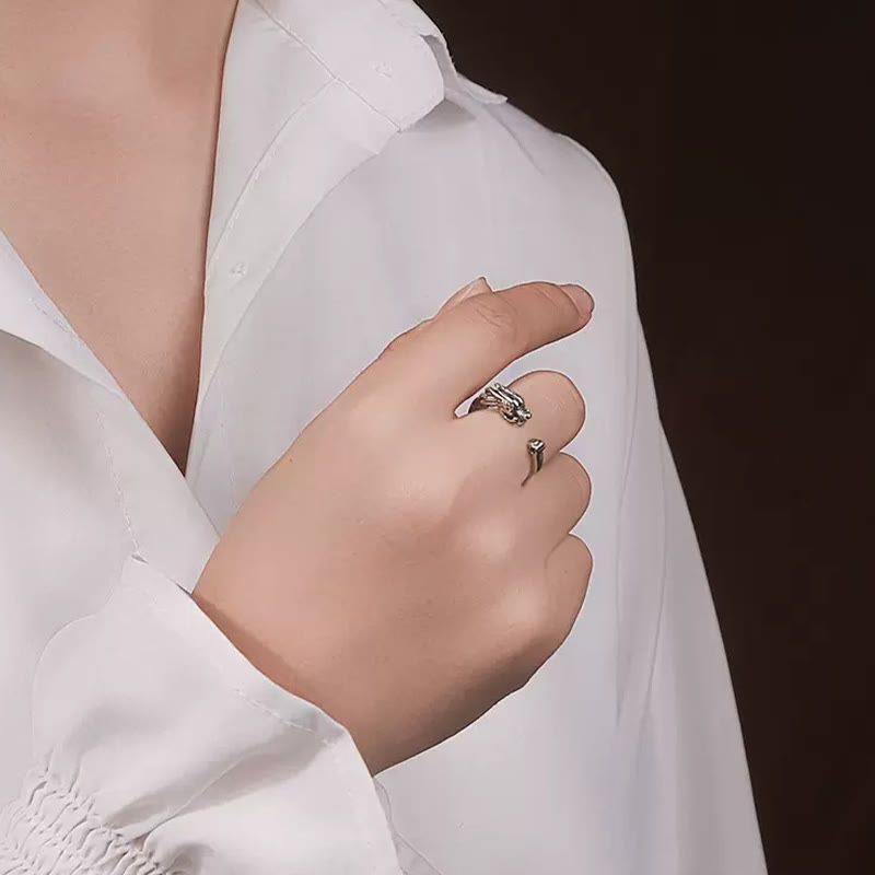 Vintage Dragon Design Success Strength Adjustable Ring
