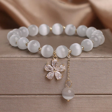 Cat's Eye Flower Charm Peace Support Bracelet