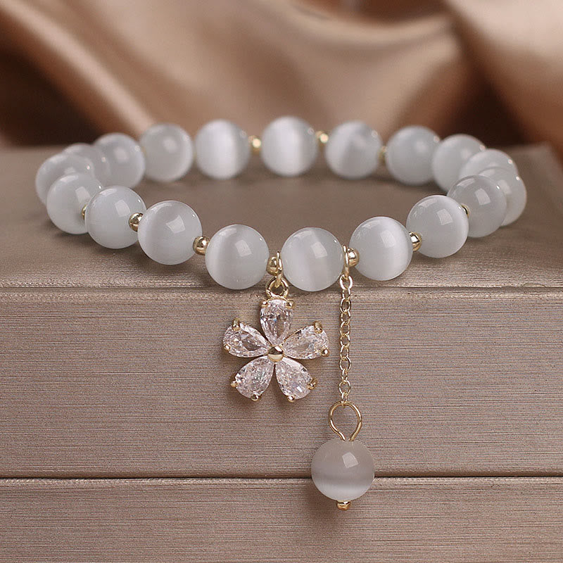 Cat's Eye Flower Charm Peace Support Bracelet