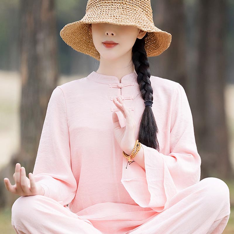 Handcrafted Cotton Linen Relaxed Meditation Tai Chi Two-Piece Set