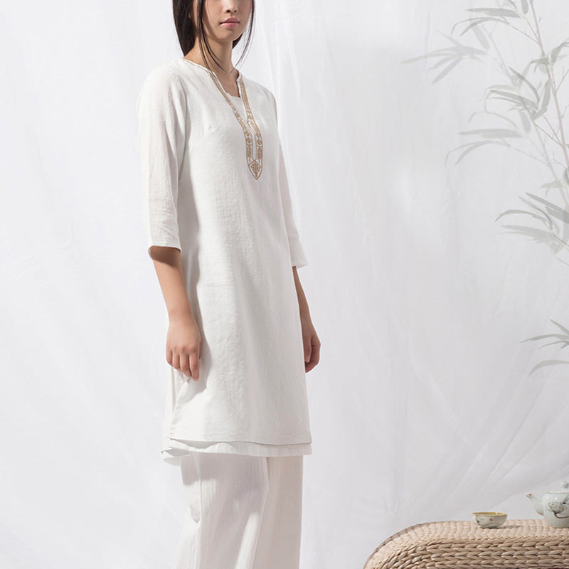 2Pcs Tai Chi Meditation Yoga Cotton Clothing Top Pants Women's Set