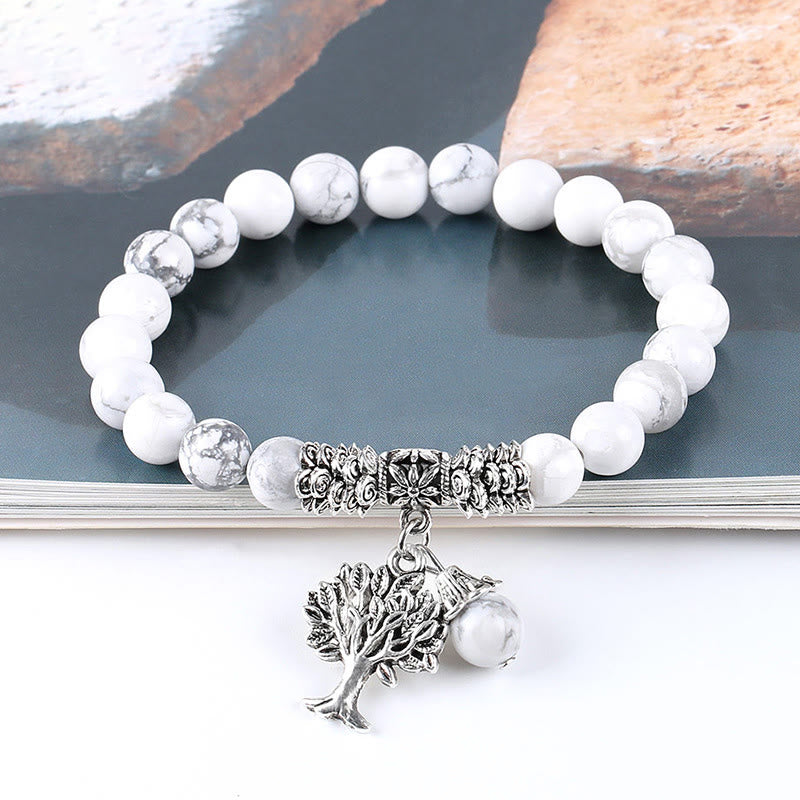 Natural Gemstone Tree of Life Lucky Charm Stretch Bracelet