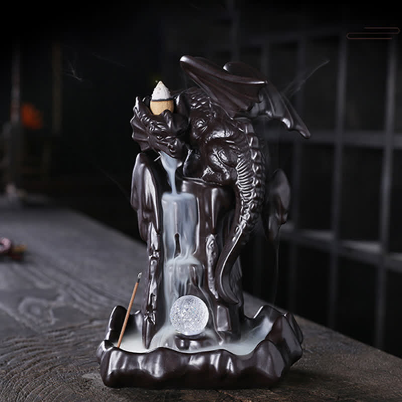 Nordic Dragon Ceramic Backflow Smoke Fountain Sandalwood Incense Burner
