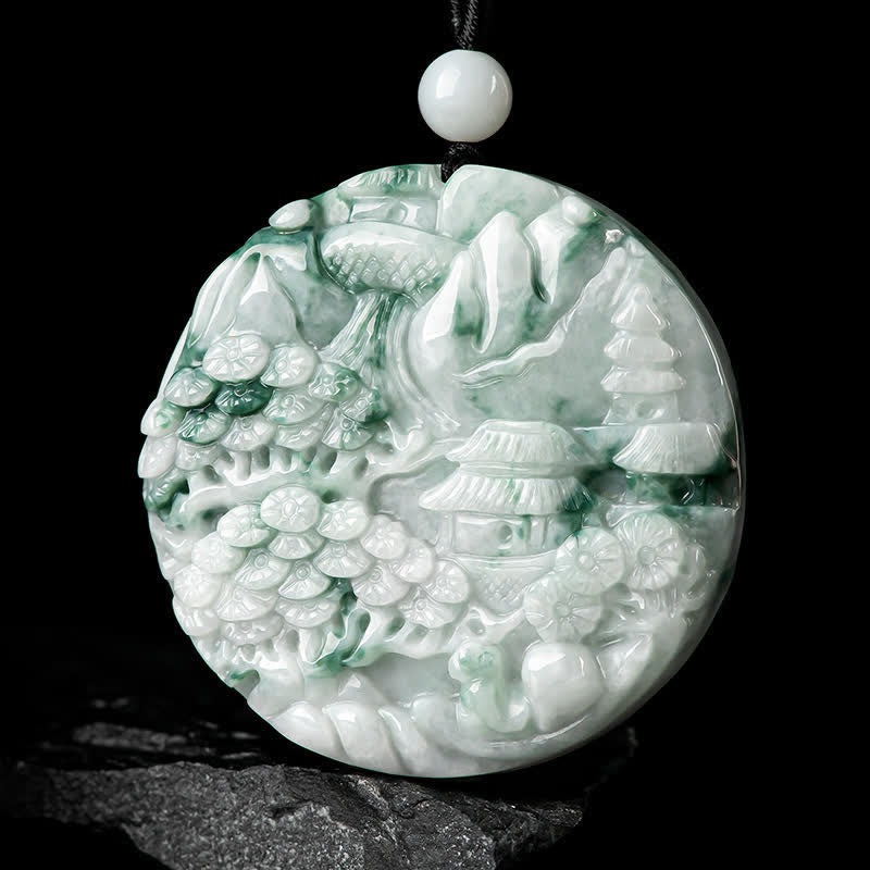 Mountain Landscape Jade Abundance String Necklace