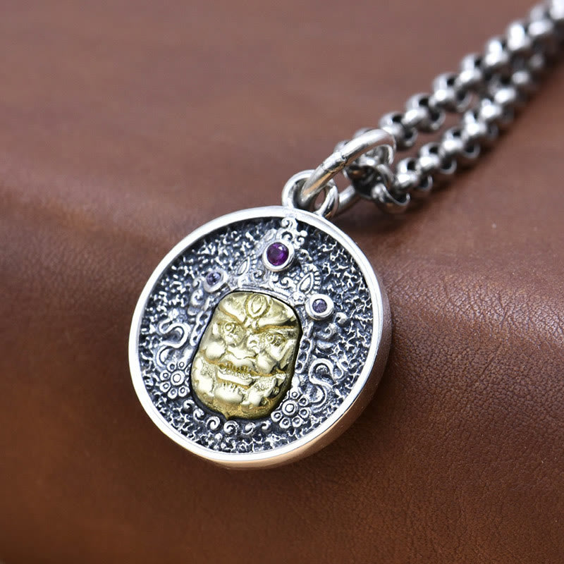 925 Sterling Silver Zakiram Goddess of Wealth Dorje Vajra Spiritual Necklace Pendant