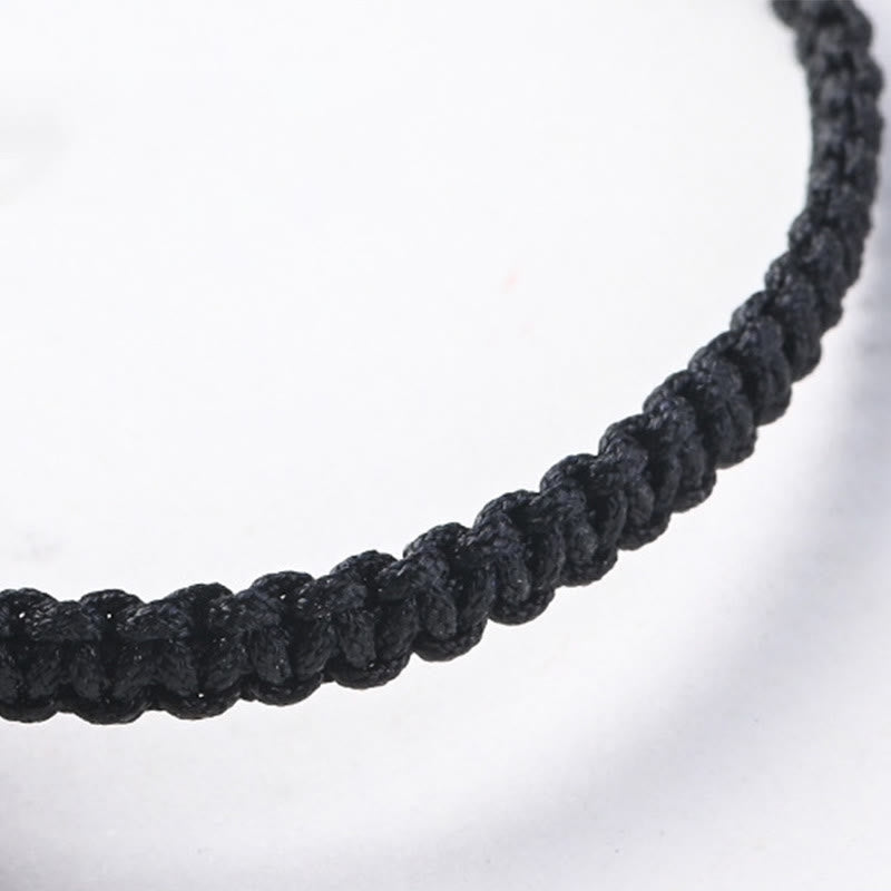 Small Leaf Red Sandalwood Ebony Wood Cute Cat Head Calm Protection Braided Bracelet