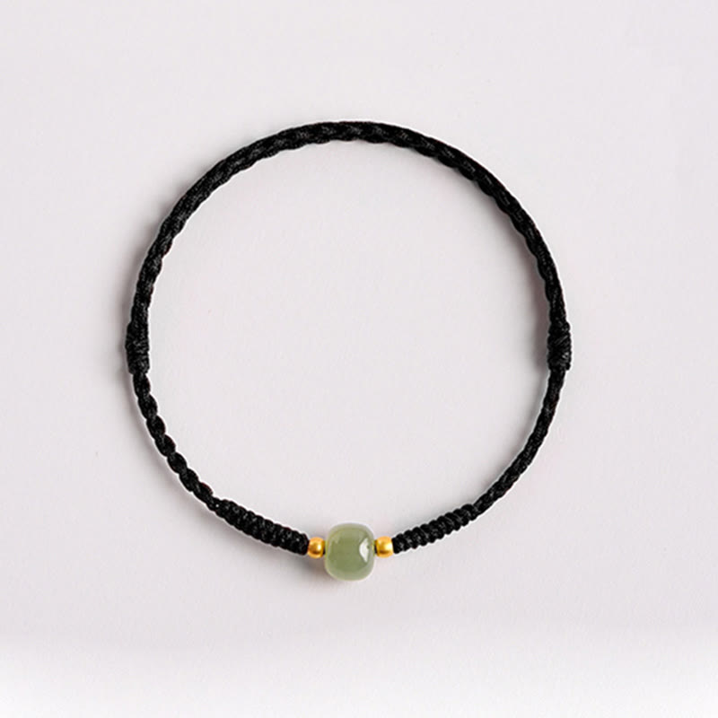 Handmade Jade Bead Braided Red String Adjustable Bracelet
