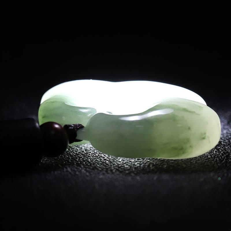 Tianshan Jade Golden Silk Jade Chinese Lock Charm Abundance Necklace Pendant