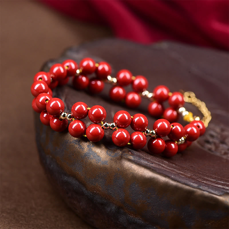 Natural Cinnabar Beaded Grounding Bracelet for Mindfulness