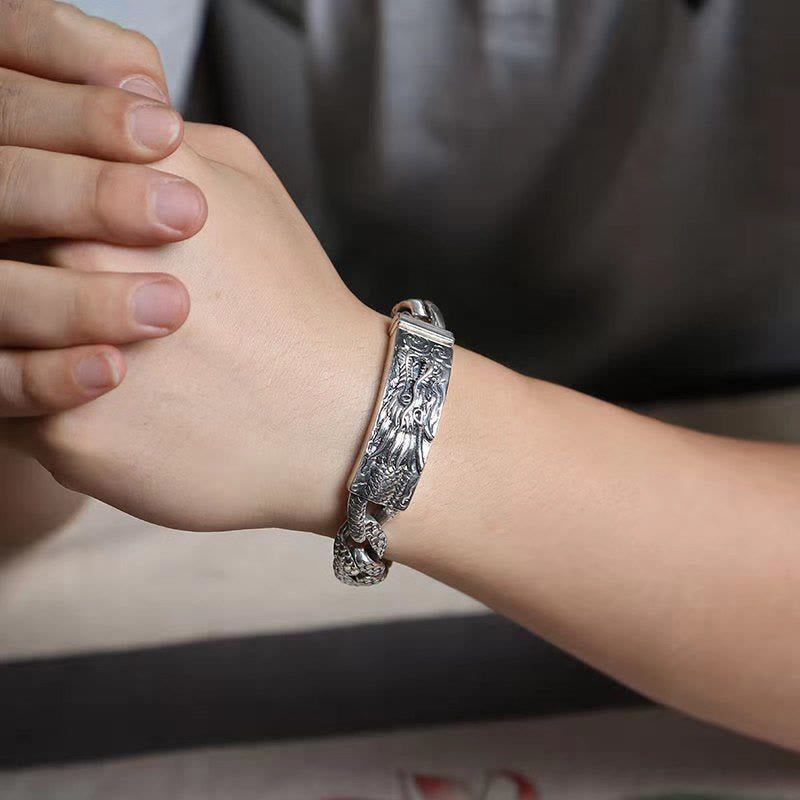 Retro Dragon Scale Pattern Engraved Protection Bracelet