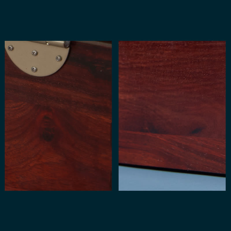 Handmade Antique Rosewood Double Layer Lockable Flower Jewelry Storage Box