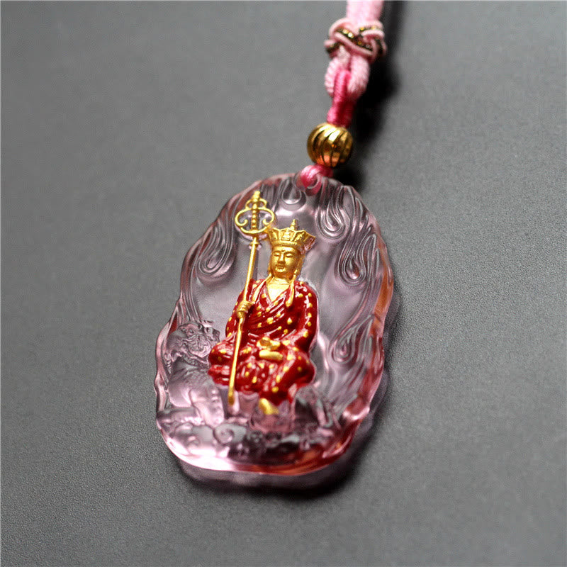 Ksitigarbha Buddha Liuli Crystal Compassion Amulet Necklace Pendant