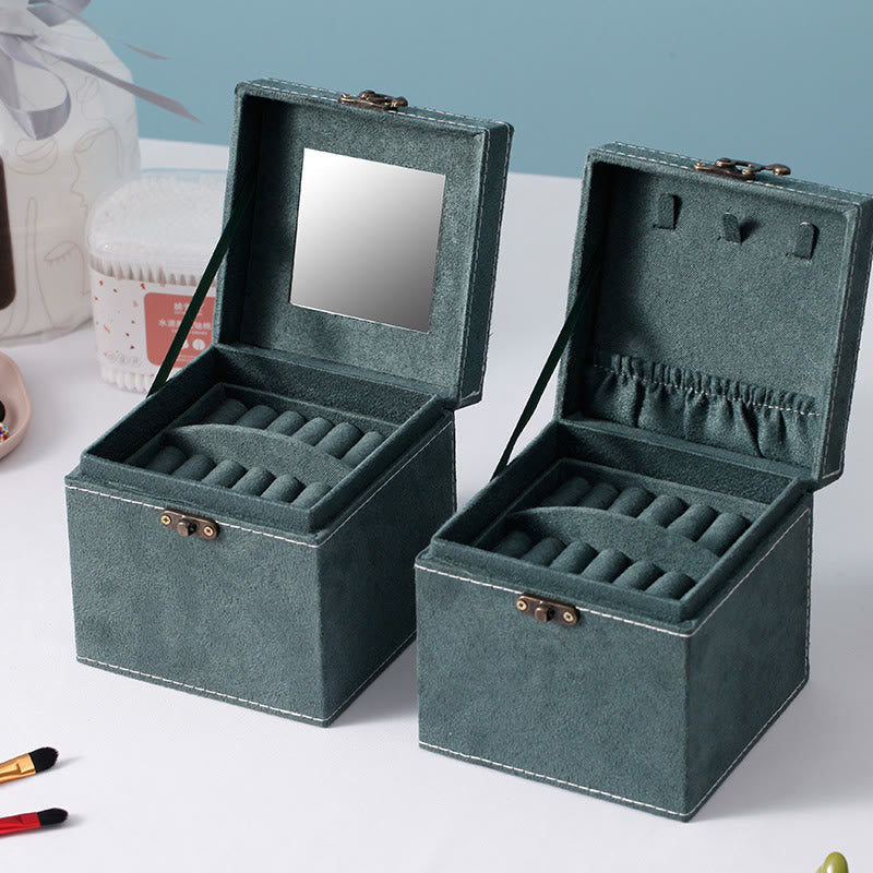 Three-Layer Flannel Jewelry Box Organizer and Storage Case