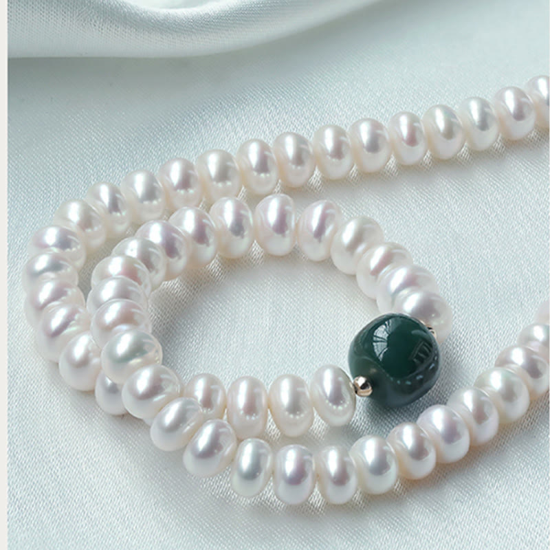 925 Sterling Silver Natural Pearl Hetian Jade Aquamarine Wisdom Sincerity Necklace Pendant Bracelet