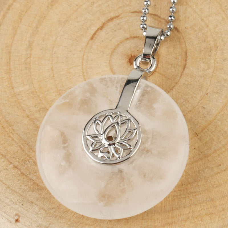 Various Crystal Amethyst Pink Crystal Lotus Healing Necklace Pendant