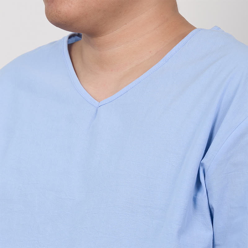 Solid Color Three Quarter Sleeve Men's T-shirt