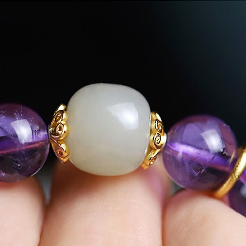 Handcrafted Natural Hetian Jade Gold and Copper Charm Bracelet