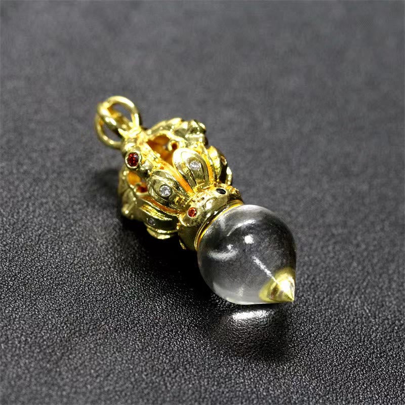 Tibetan Dorje Vajra 4 Prong Lotus Liuli Crystal Strength Necklace Pendant