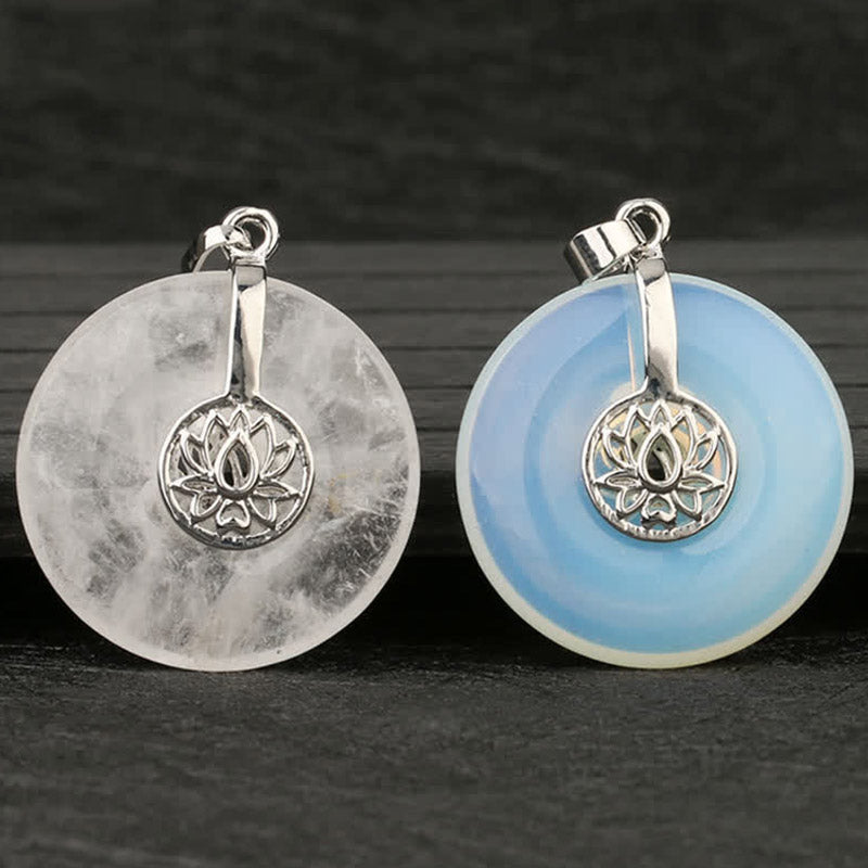 Various Crystal Amethyst Pink Crystal Lotus Healing Necklace Pendant