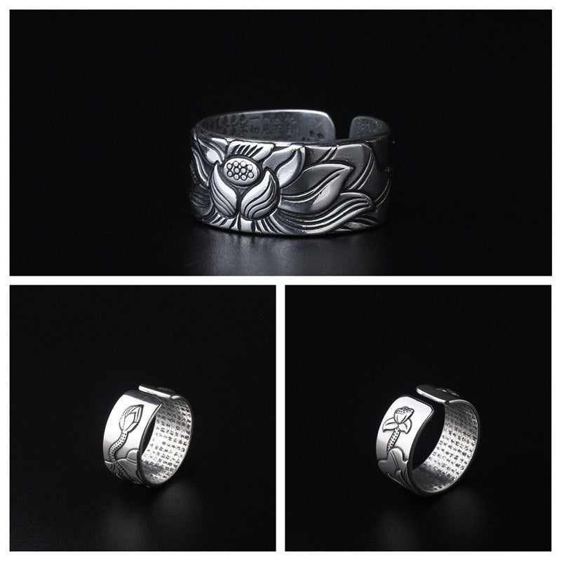 Tibetan Lotus White Copper Enlightenment Ring
