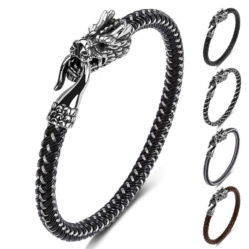 Dragon Titanium Steel Protection Luck Bracelet