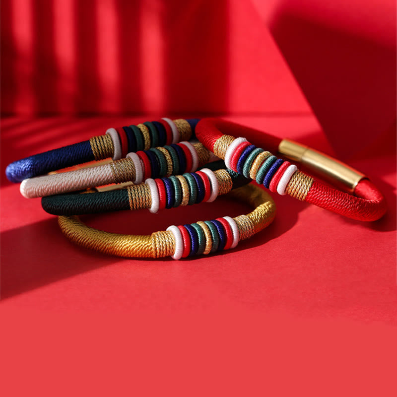 Tibetan Handmade Colorful King Kong Knot Five Elements Luck Braid String Bracelet