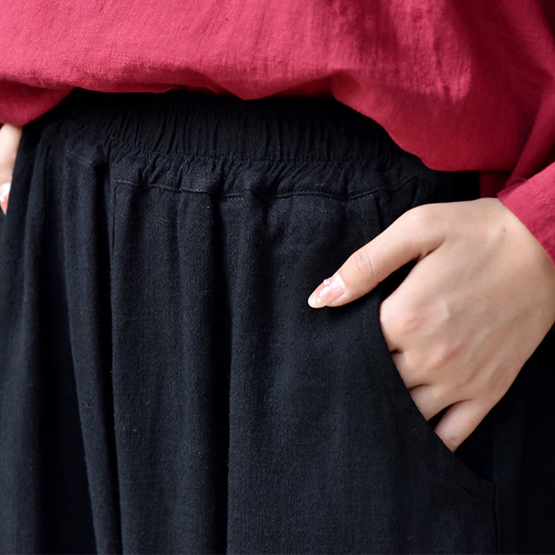 Tactile Breathable Linen Harem Pants for Mindful Meditation and Yoga